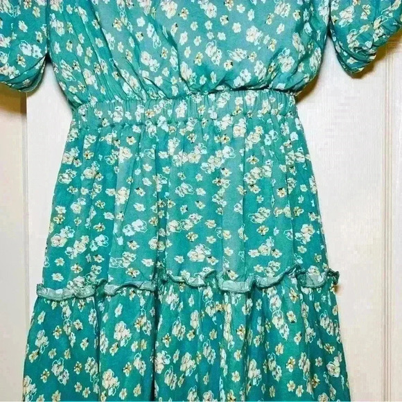 Wisteria Lane Mini Boho Dress Puff Short Sleeves Small - Picture 5 of 9